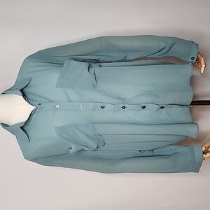 Bishop + Young sheer sage Long Sleeve blouse size medium